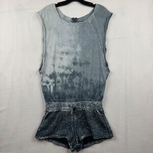 Pam & Gela Romper Size S Blue Paisley Tie Dye Sleeveless Jumpsuit Made‎ in USA
